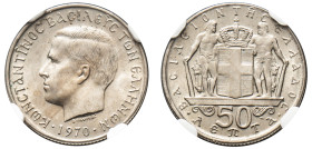 Greece, King Constantine II, 1964-1973. 50 Lepta, 1970, First Type, Kremnitz mint (KM88).

Graded MS65 NGC.