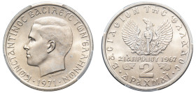 Greece, King Constantine II, 1964-1973. 2 Drachmai, 1971, Second Type, Athens mint (KM99).

Graded MS66 PCGS.