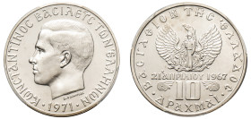 Greece, King Constantine II, 1964-1973. 10 Drachmai, 1971, Second Type, Athens mint (KM101).

Graded MS66 PCGS.