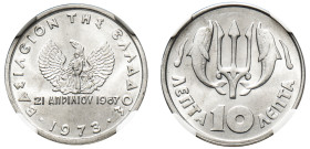 Greece. King Constantine II, 1964-1973. 10 Lepta, 1973 A, Athens mint (KM102).

Graded MS66 NGC.