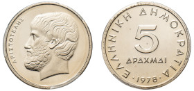 Greece, Third Republic, 1974-. 5 Drachmai, 1978, Athens mint (KM118).

Graded PR68 Deep Cameo PCGS.