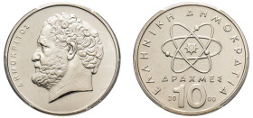 Greece, Third Republic, 1974-. 10 Drachmai, 2000, Athens mint (KM132).

Graded PL66 PCGS.