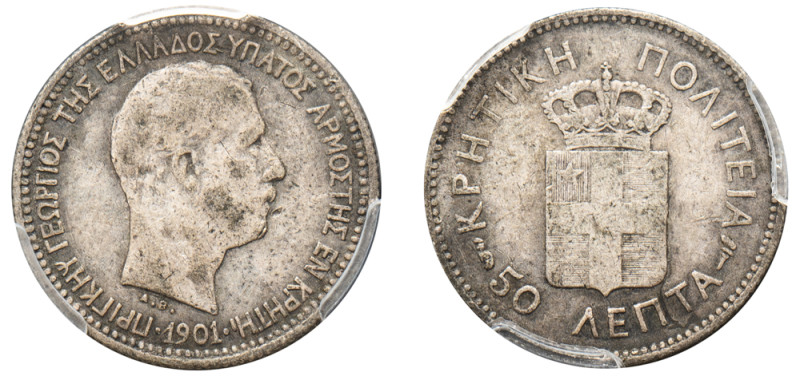 Greece, Crete, Prince George, 1898-1906. 50 Lepta, 1901, Paris mint (KM6; Divo 1...
