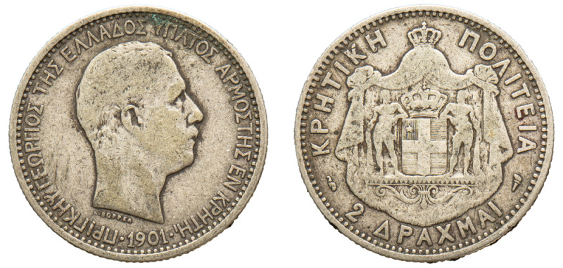 Greece, Crete, Prince George, 1898-1906. 2 Drachmai, 1901, Paris mint, 9.84g (KM...