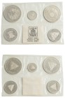 Nicaragua, Republic, 1854-. AR Proof Official set of 20-50 (2)-100 (2) Cordobas, 1975, Royal mint (KM-PS6).

Uncirculated proof (5), sealed in origi...