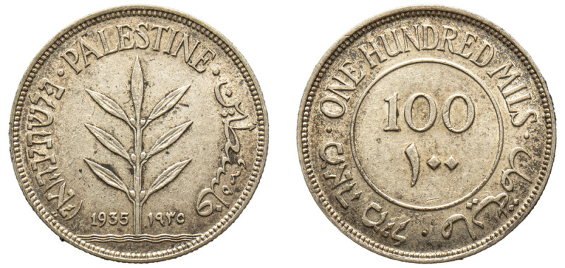 Palestine, British Mandate, 1920-1948. 100 Mils, 1935, London mint, 11.61g(KM7)....
