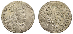 Poland, Augustus III, 1734-1763. 18 Groschen (18 Groszy - Ort), 1755 EC, Lipsk (Leipzig) mint, 5.24g (KM167; Kopicki 2113).

Good very fine or better.