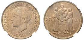 Romania, Michael I (Mihai I), 1927-1930 and 1940-1947. 20 Lei, 1930, Royal mint (KM50).

Graded MS63 NGC.