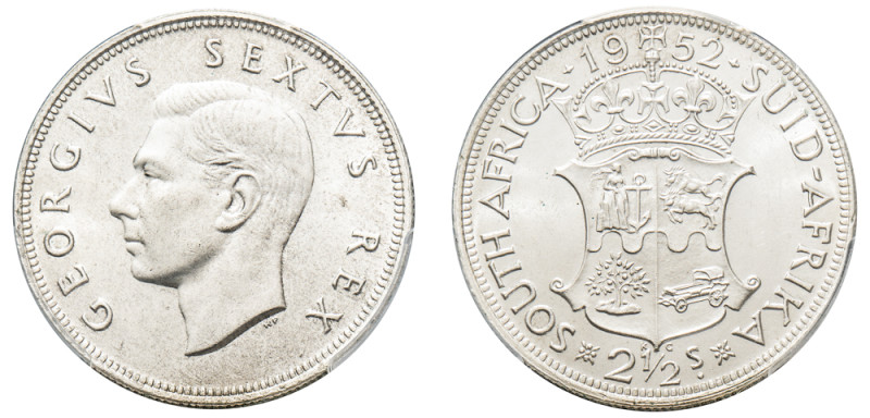 South Africa, George VI, 1936-1952. 2 1/2 Shillings, 1952, Pretoria mint (KM39.2...