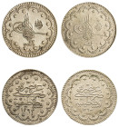 Turkey, Ottoman Empire, Abdul Hamid II, 1876-1909. Lot of 2 coins comprising 5 Kurush, AH 1293//32 (1908), Constantinople mint, 6.08g (KM737) and 5 Ku...