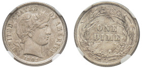 USA, Federal Republic, 1776-. “Barber” Dime (10 Cents), 1907, Philadelphia mint (KM113).

Graded MS62 NGC.