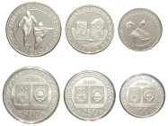 Yugoslavia, Socialistic Federal Republic, 1963-1992. Official set of AR Proof 100-250-500 Dinars, 1983, commemorating XIV Winter Olympics 1984 (KM99, ...