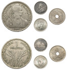 World. Lot of 4 coins comprising Belgian Congo, 5 Centimes, 1926, 2.51g (KM17); Canada, Newfoundland 5 Cents, 1912, 1.18g (KM13); French Indochina, Pi...