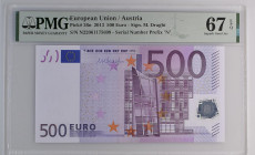 Austria - European Union
European Central Bank
500 Euro, 2013
S/N N22061175699 - Signature of M. Draghi
Serial Number Prefix “N”
Pick 26n

Graded Supe...
