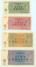 Czechoslovakia
Theresienstadt Ghetto
Lot of 7 banknotes comprising 1 Krone, 2-5-10-20-50-100 Kronen, 1 January 1943
S/N A044, A015, A026, A009, A 0115...
