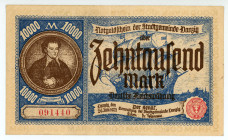 Danzig
Senate of the Municipality - Free City
10.000 Mark, 26 June 1923
S/N 091440
Watermark: Interlaced Lines
Pick 18; CM G8

Extremely fine or bette...