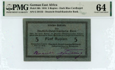 German East Africa
Deutsch-Ostafrikanische Bank
5 Rupien, 1 January 1916
Dark blue cardboard
S/N G 28132
Printer: G&D
Pick 36b

Graded Choice Uncircul...