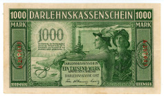 Germany
State Loan Bank East - Kowno (Kaunas)
Occupation of Lithuania WWI
1.000 Mark, 4 April 1918
Six digit serial number
S/N A 287643
Watermark: Ros...
