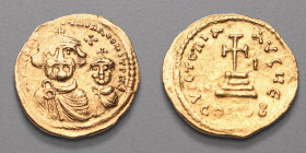 HERACLIUS et son Fils HERACLIUS CONSTANTIN Enfant (610-641). Solidus AV.(4,43 g) Constantinople 613-629 Off.E. A/ DDN NN HERACLIUS ET HERA CONST PP AV...