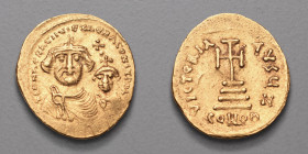 HERACLIUS et son Fils HERACLIUS CONSTANTIN Enfant (610-641). Solidus AV.(4,43 g) Constantinople 613-629 Off.E. A/ DDN NN HERACLIUS ET HERA CONST PP AV...