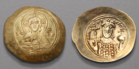 Nicéphore III Botaniates 1078-1081. Histamenon EL. 4,11g ., Constantinople. A/ Buste du Christ de face, bénissant et tenant les Evangiles, entre IX- X...