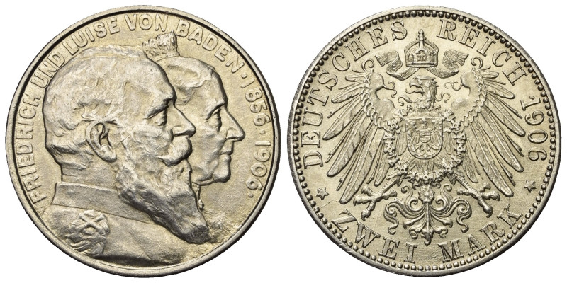 Kaiserreich. Baden. Friedrich I. (1856 - 1907).

 2 Mark (Silber). 1906.
Vs: ...