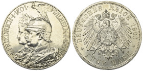 Kaiserreich. Preußen. Wilhelm II. (1888 - 1918).

 5 Mark (Silber). 1901. Karlsruhe.
Auf das 200-jährige Bestehen des Königreichs.
Vs: Gestaffelte...