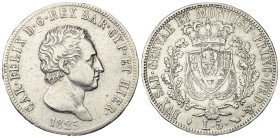 Italien. Sardinien. Karl Felix (1821 - 1831).

 5 Lire (Silber). 1825. Turin.
Vs: CAR. FELIX D. G. REX SAR. CYP. ET HIER./ 1825. Kopf rechts.
Rs: ...