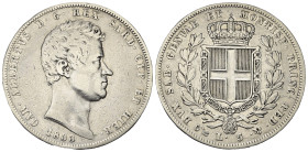 Italien. Sardinien. Karl Albert (1831 - 1849).

 5 Lire (Silber). 1833. Turin.
Vs: CAR. ALBERTVS. D. G. REX. SARD. CYP. ET HIER./ 1833. Kopf rechts...