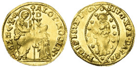 Italien. Venedig. Alvise IV Mocenigo (1763 - 1778).

 Zecchino (Gold). o.J. Venedig.
Vs: ALOY MOCEN S M VENET - DVX. Doge kniet vor St. Markus. 
R...