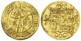 Niederlande. Vereinigte Provinzen. Friesland.

Dukat (Gold). 1589.
Vs: Stehender Ritter nach rechts, in der Rechten Pfeilbündel, in der Linken gesc...