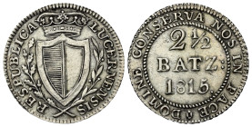 Schweiz. Luzern.

 5 Batzen (Silber). 1815.
Vs: Wappen in Kranz.
Rs: Wertbezeichnung in Eichenkranz, darunter Jahreszahl.

22 mm. 2,08 g. 

HM...