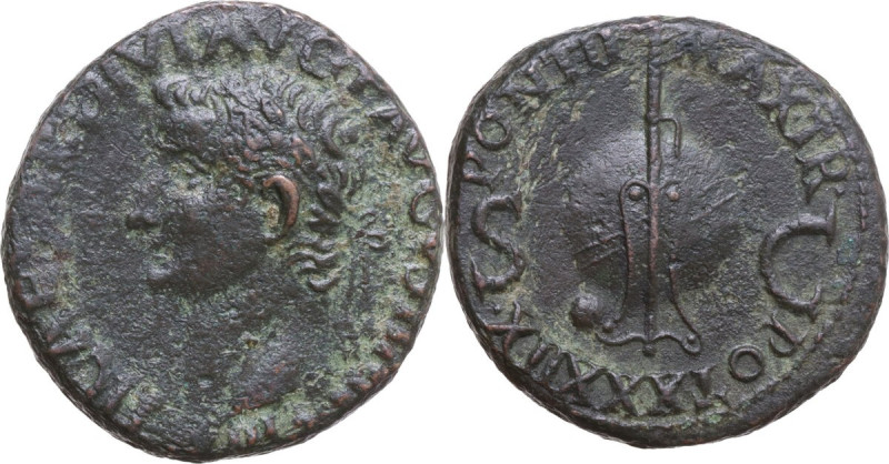 Tiberius (14-37). AE As, Rome mint, 35-36. Obv. TI CAESAR DIVI AVG F AVGVST IMP ...