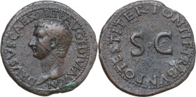 Drusus, son of Tiberius (died 23 AD). AE As, Rome mint, 22-23. Obv. DRVSVS CAESAR TI AVG F DIVI AVG N. Bare head left. Rev. PONTIF TRIBVN POTEST ITER....