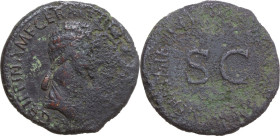 Agrippina, the Elder (died 33 AD). AE Sestertius, struck under Claudius. Obv. AGRIPPINA M F GERMANICI CAESARIS. Draped bust right, hair in long plait....