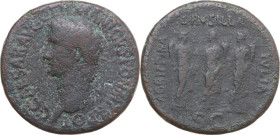 Gaius (Caligula) (37-41). AE Sestertius, Rome mint, 37-38. Obv. C CAESAR AVG GERMANICVS PON M TR POT. Laureate head left. Rev. AGRIPPINA DRVSILLA IVLI...