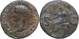 Gaius (Caligula) (37-41). AE As, Rome mint, 37-38. Obv. C CAESAR AVG GERMANICVS PON M TR POT. Bare head left. Rev. VESTA S C. Vesta, veiled and draped...