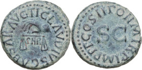 Claudius (41-54). AE Quadrans, 41-42. Obv. TI CLAVDIVS CAESAR AVG. Hand holding scales; below, PNR. Rev. PON M TR P IMP P P COS II round SC. RIC I (2n...