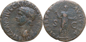 Claudius (41-54). AE As, Rome mint, 41-50. Obv. TI CLAVDIVS CAESAR AVG P M TR P IMP. Bare head left. Rev. LIBERTAS AVGVSTA SC. Libertas, draped, stand...