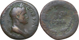 Galba (68-69). AE Sestertius, Rome mint, 68-69. Obv. SER GALBA IMP CAES AVG. Laureate and draped bust right. Rev. S P Q R O B CIV SER. Legend in three...