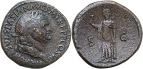 Vespasian (69-79). AE Sestertius, Rome mint, 76 AD. Obv. IMP CAES VESPASIAN AVG P M TR P P P COS VII. Laureate head right. Rev. SC. Spes standing left...