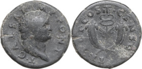 Titus as Caesar (69-79). AE Dupondius, Commagene mint, 74 AD. Obv. T CAESAR IMP PONT. Laureate head right. Rev. TR POT COS III CENSOR. Winged caduceus...