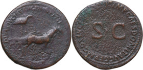 Julia Titi, daughter of Titus (died 90 AD). AE Sestertius, Rome mint. Struck under Domitian, 91 AD. Obv. DIVAE IVLIAE AVG DIVI TITI F SPQR. Carpentum ...