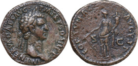 Nerva (96-98). AE As, Rome mint, 97 AD. Obv. IMP NERVA CAES AVG P M TR P II COS III P P. Laureate head right. Rev. FORTVNA AVGVST S C. Fortuna, draped...