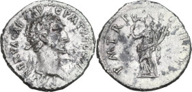 Nerva (96-98). AR Denarius. Contemporary imitation. Obv. IMP NERVA CAES AVG P M TR P COS III P P. Laureate head right. Rev. P M TR P COS III P P. Pax ...