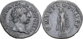 Trajan (98-117). AR Denarius, Rome mint, 101-102. Obv. IMP CAES NERVA TRAIAN AVG GERM. Laureate bust right, with aegis. Rev. P M TR P COS IIII P P. He...