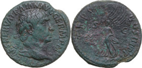 Trajan (98-117). AE As, Rome mint, 99-100. Obv. IMP CAES NERVA TRAIAN AVG GERM P M. Laureate head right. Rev. TR POT COS III P P S C. Victory, draped,...