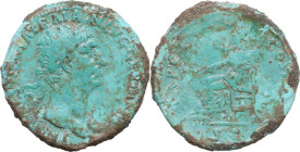 Trajan (98-117). AE Sestertius, Rome mint, 101-102. Obv. IMP CAES NERVA TRAIAN AVG GERM P M. Laureate head right, with traces of drapery on left shoul...