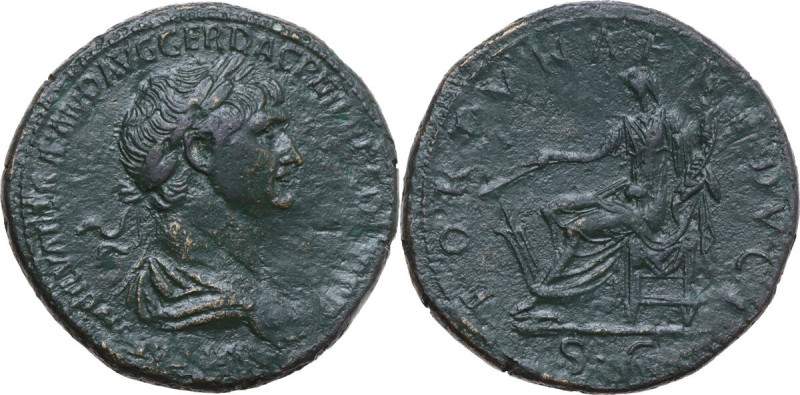 Trajan (98-117). AE Sestertius, Rome mint, 112-114. Obv. IMP CAES NERVAE TRAIANO...