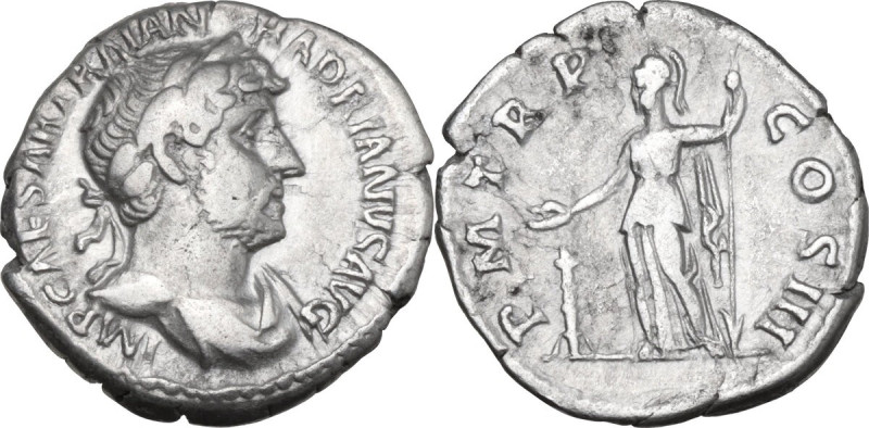 Hadrian (117-138). AR Denarius, Rome mint, 121-123. Obv. IMP CAESAR TRAIAN HADRI...